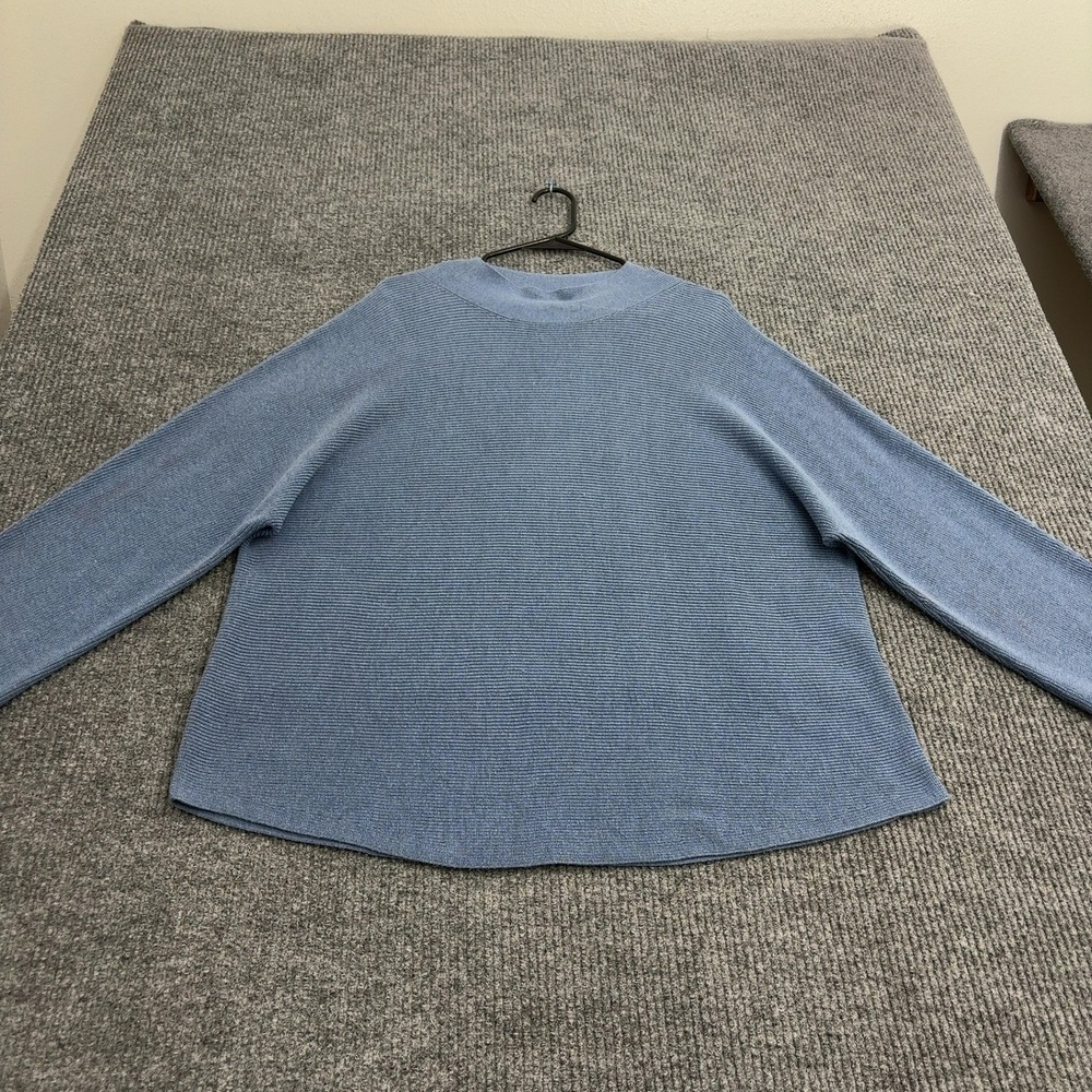 Lululemon Sweater Womens XL/XXL Blue Cotton Blend Ribbed Mock Neck Athleisure